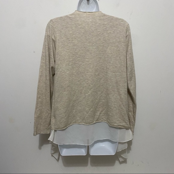 Anthropologie PEBBLE & STONE Cream Layered Waterfall Cardigan Sz.M - Picture 4 of 9